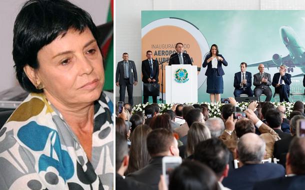 Cineasta Paloma Rocha, filha de Glauber Rocha, e Jair Bolsonaro inaugurando aeroporto em Vitória da Conquista, na Bahia. (Foto: paloma-rocha) Cineasta Paloma Rocha, filha de Glauber Rocha, e Jair Bolsonaro inaugurando aeroporto em Vitória da Conquista, na Bahia.