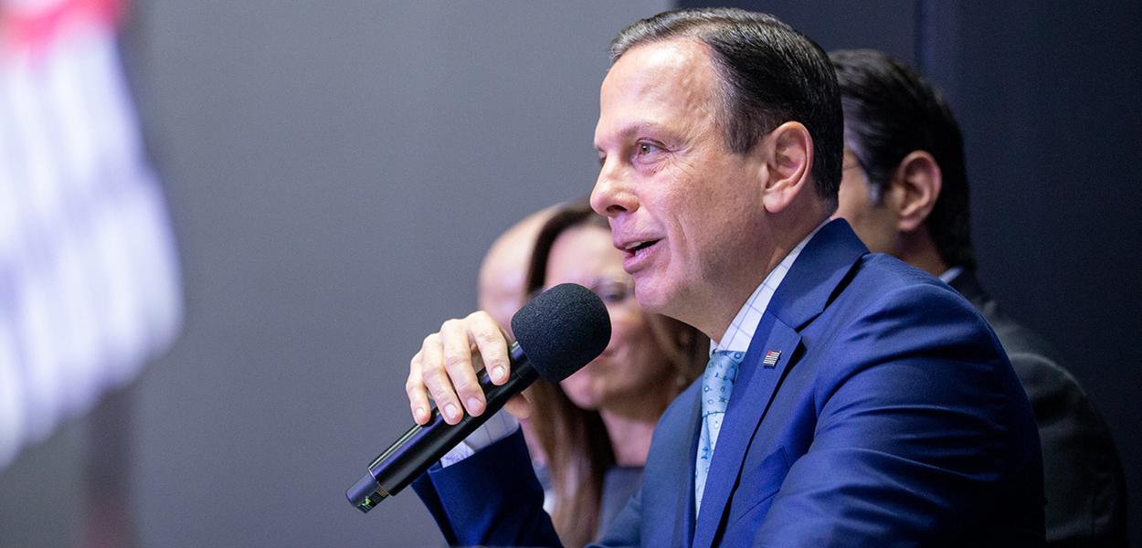 Governador do Estado de São Paulo, João Doria participa da coletiva de imprensa (Foto: Governo do Estado de São Paulo) Governador do Estado de São Paulo, João Doria participa da coletiva de imprensa