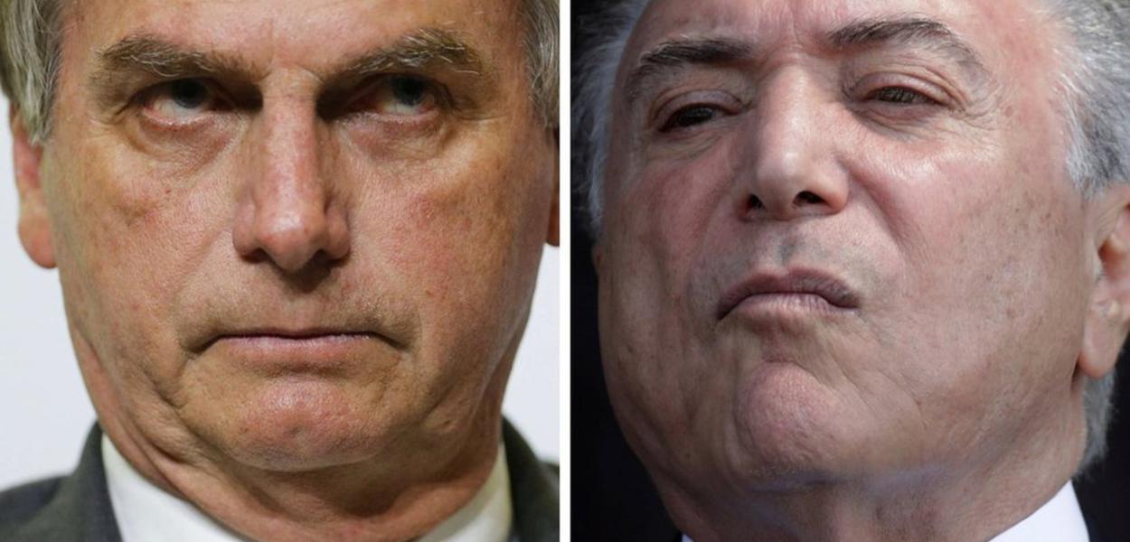 Jair Bolsonaro e Michel Temer: governos de patrões (Foto: Reprodução) Jair Bolsonaro e Michel Temer: governos de patrões