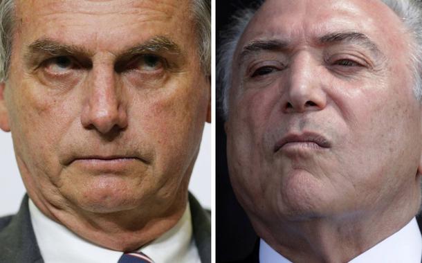 Jair Bolsonaro e Michel Temer: governos de patrões (Foto: Reprodução) Jair Bolsonaro e Michel Temer: governos de patrões