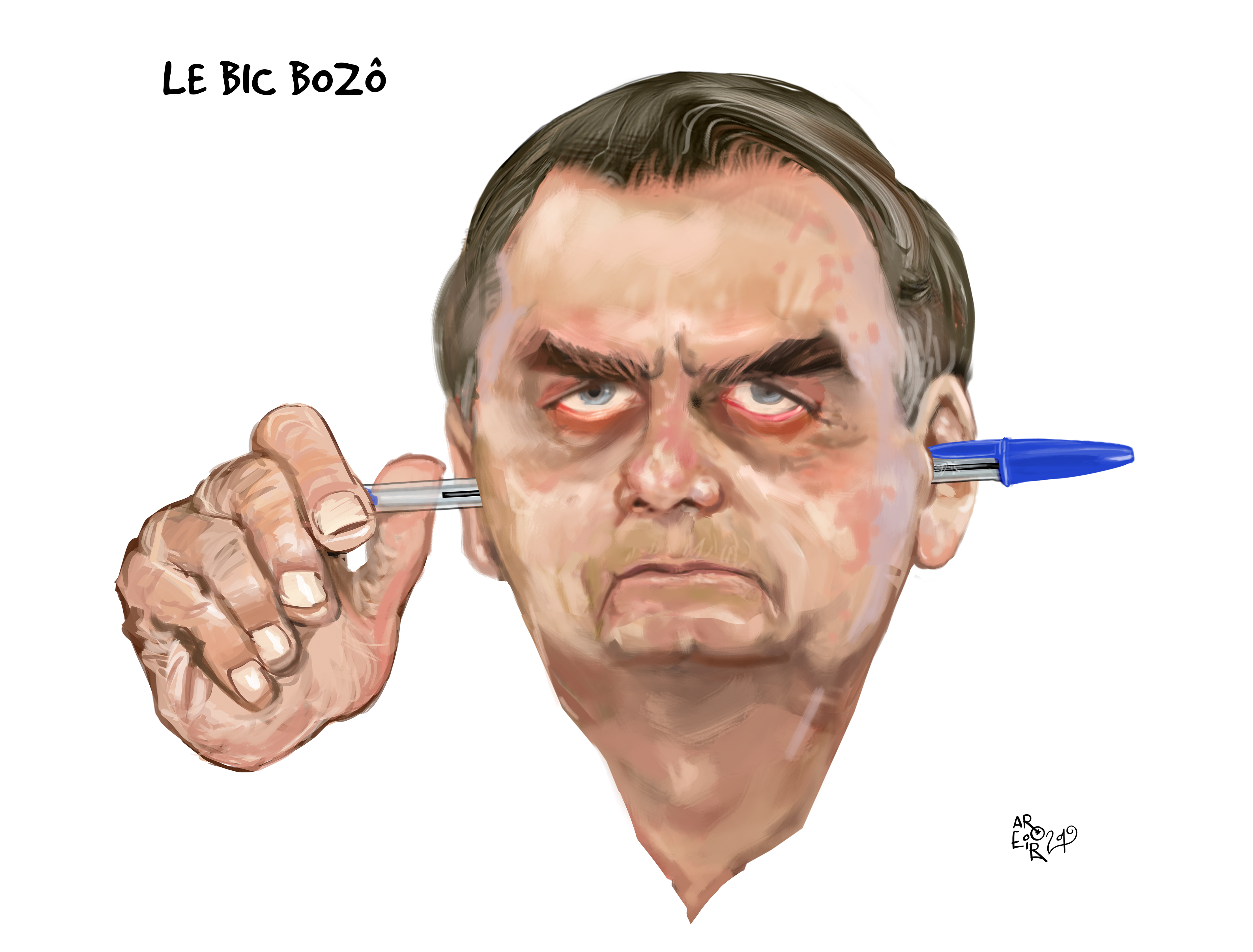 (Foto: Charge Aroeira Bolsonaro caneta) www.brasil247.com - { imgCaption }}