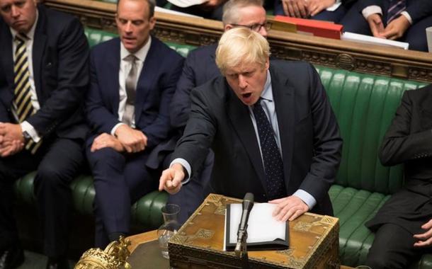 Boris Johnson no parlamento britânico. (Foto: Jessica Taylor/Divulgação via REUTERS) Boris Johnson no parlamento britânico.