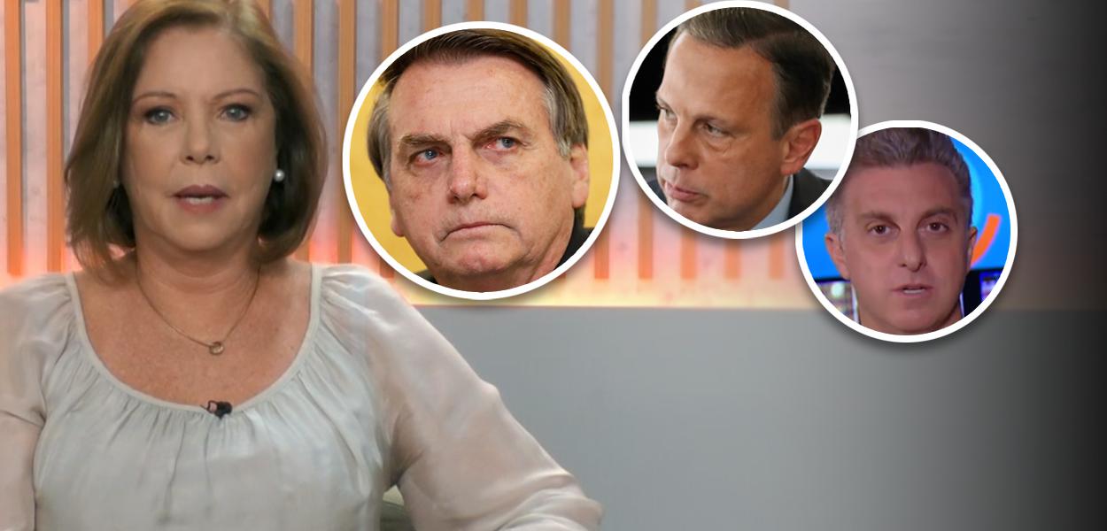 Eliane Cantanhêde, Jair Bolsonaro, João Doria e Luciano Huck (Foto: Reprodução | PR) Eliane Cantanhêde, Jair Bolsonaro, João Doria e Luciano Huck
