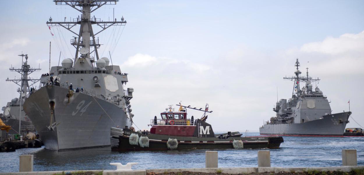 Navio USS Nitze dos Estados Unidos (Foto: Justin Wolpert / Reuters) Navio USS Nitze dos Estados Unidos