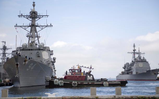 Navio USS Nitze dos Estados Unidos (Foto: Justin Wolpert / Reuters) Navio USS Nitze dos Estados Unidos