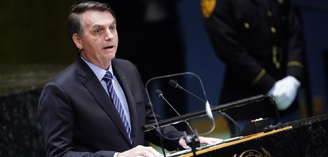 O presidente Jair Bolsonaro durante discurso na 74ª Assembleia Geral das Nações Unidas (ONU) (Foto: Carlo Allegri/Reuters) O presidente Jair Bolsonaro durante discurso na 74ª Assembleia Geral das Nações Unidas (ONU)