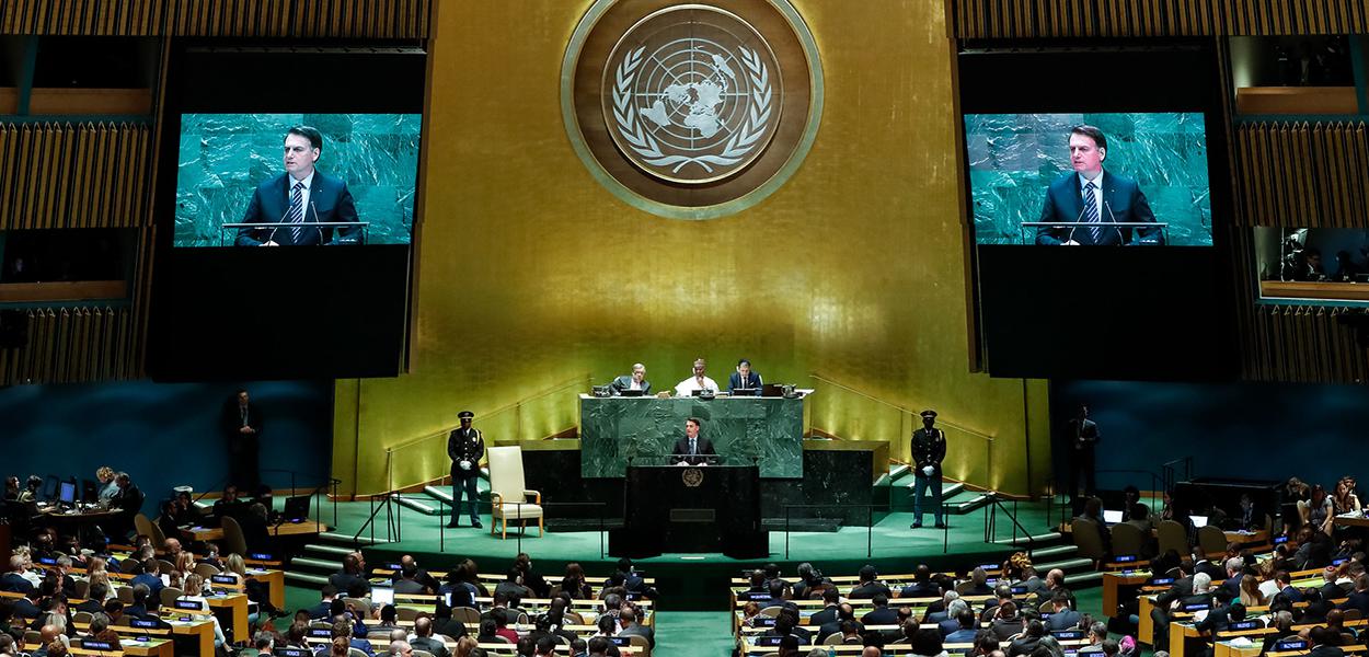 Jair Bolsonaro discursa durante o Debate Geral da 74ª Sessão da Assembleia Geral das Nações Unidas (Foto: Alan Santos/PR) Jair Bolsonaro discursa durante o Debate Geral da 74ª Sessão da Assembleia Geral das Nações Unidas