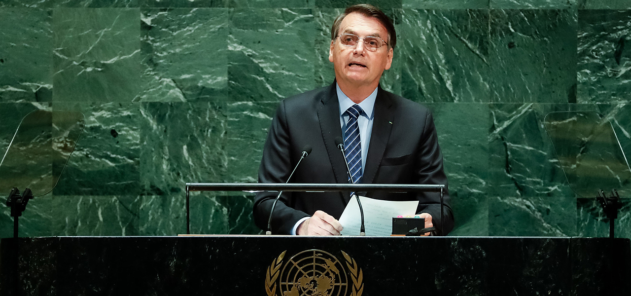 Jair Bolsonaro discursa durante a abertura do Debate Geral da 74ª Sessão da Assembleia Geral das Nações Unidas (Foto: Alan Santos/PR) Jair Bolsonaro discursa durante a abertura do Debate Geral da 74ª Sessão da Assembleia Geral das Nações Unidas