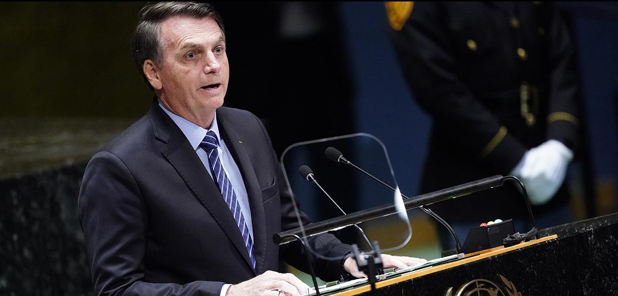 Brazil's President Jair Bolsonaro addresses the 74th session of the United Nations General Assembly at U.N. headquarters in New York City, New York, U.S., September 24, 2019. REUTERS/Carlo Allegri (Foto: CARLO ALLEGRI) Brazil's President Jair Bolsonaro addresses the 74th session of the United Nations General Assembly at U.N. headquarters in New York City, New York, U.S., September 24, 2019. REUTERS/Carlo Allegri