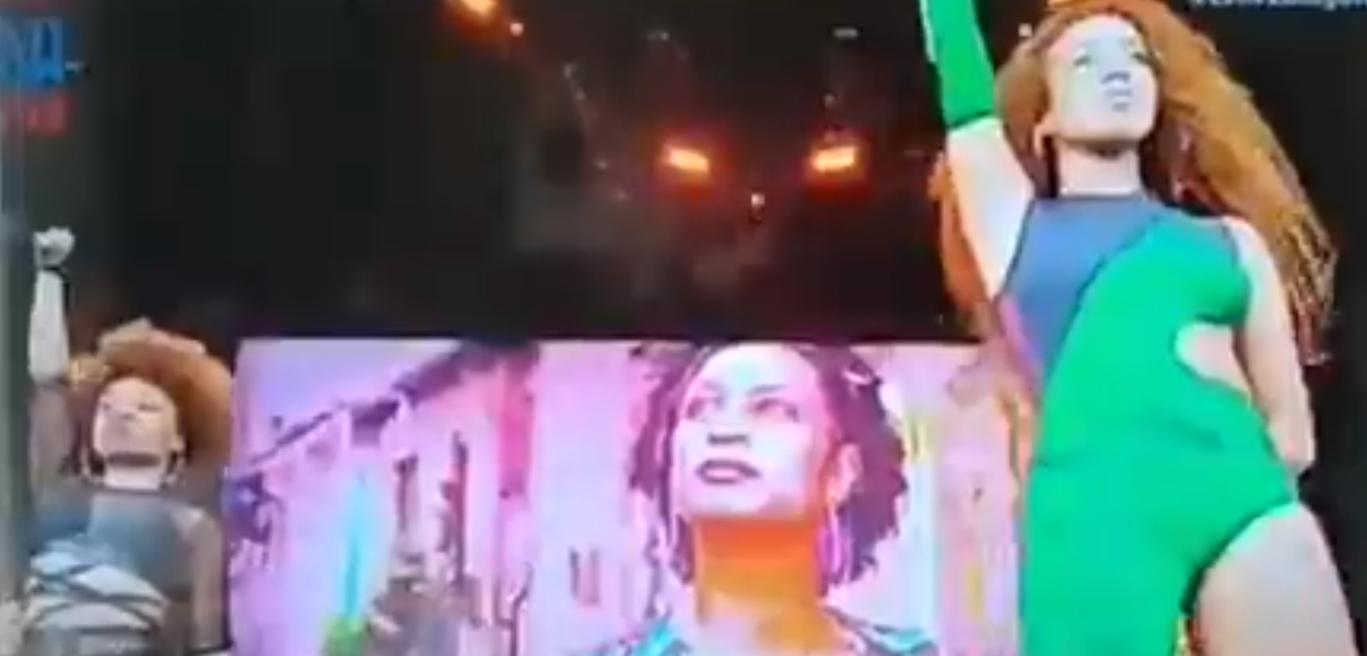 Lellê abre show Rock in Rio com fala de Marielle Franco no telão. (Foto: Reprodução Twitter) Lellê abre show Rock in Rio com fala de Marielle Franco no telão.