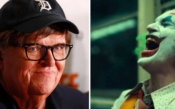 Michael Moore e o Coringa de Joaquin Phoenix (Foto: Reprodução) Michael Moore e o Coringa de Joaquin Phoenix