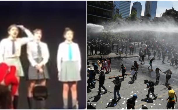 Estudante e protestos no Chile (Foto: Reprodução Facebook e Reuters) Estudante e protestos no Chile