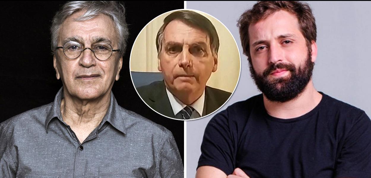 Caetano Veloso, Jair Bolsonaro e Gregório Duvivier Caetano Veloso, Jair Bolsonaro e Gregório Duvivier