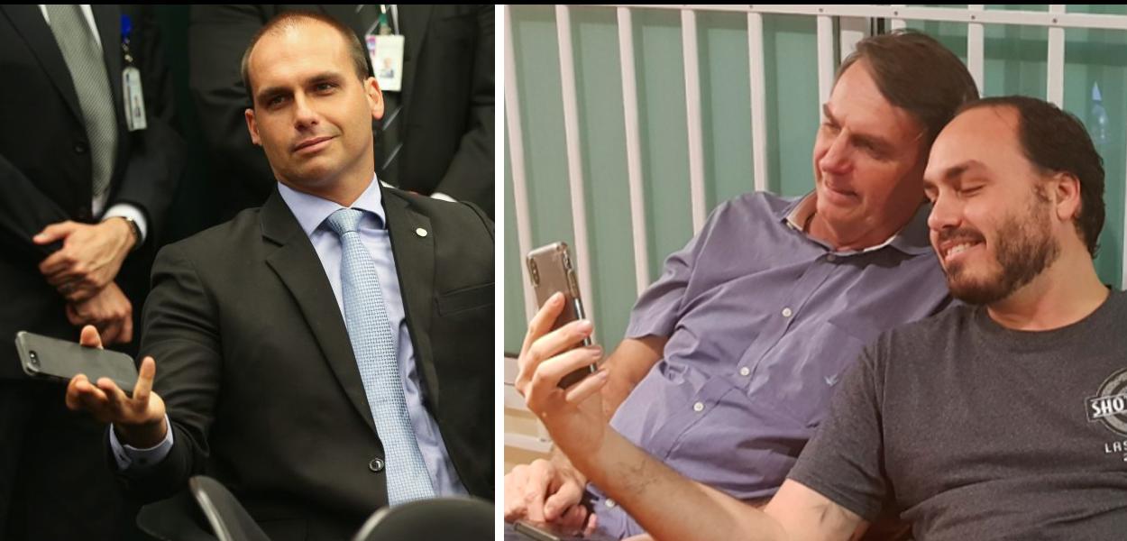 Eduardo, Jair e Carlos Bolsonaro Eduardo, Jair e Carlos Bolsonaro