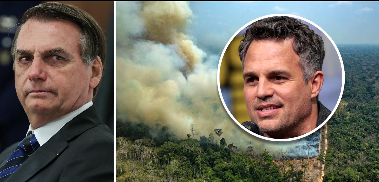 Mark Ruffalo defende DiCaprio e relaciona Bolsonaro a queimadas na Amazônia (Foto: PR | Reuters) Mark Ruffalo defende DiCaprio e relaciona Bolsonaro a queimadas na Amazônia