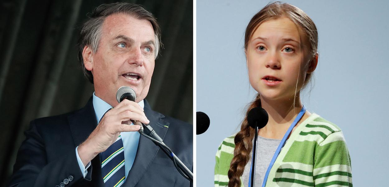 Jair Bolsonaro e Greta Thunberg. Foto: Reprodução de Internet