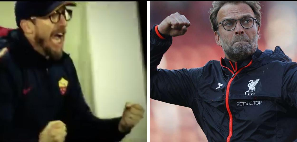 Eusebio Di Francesco e Jürgen Klopp (Foto: Reprodução / Reuters) Eusebio Di Francesco e Jürgen Klopp