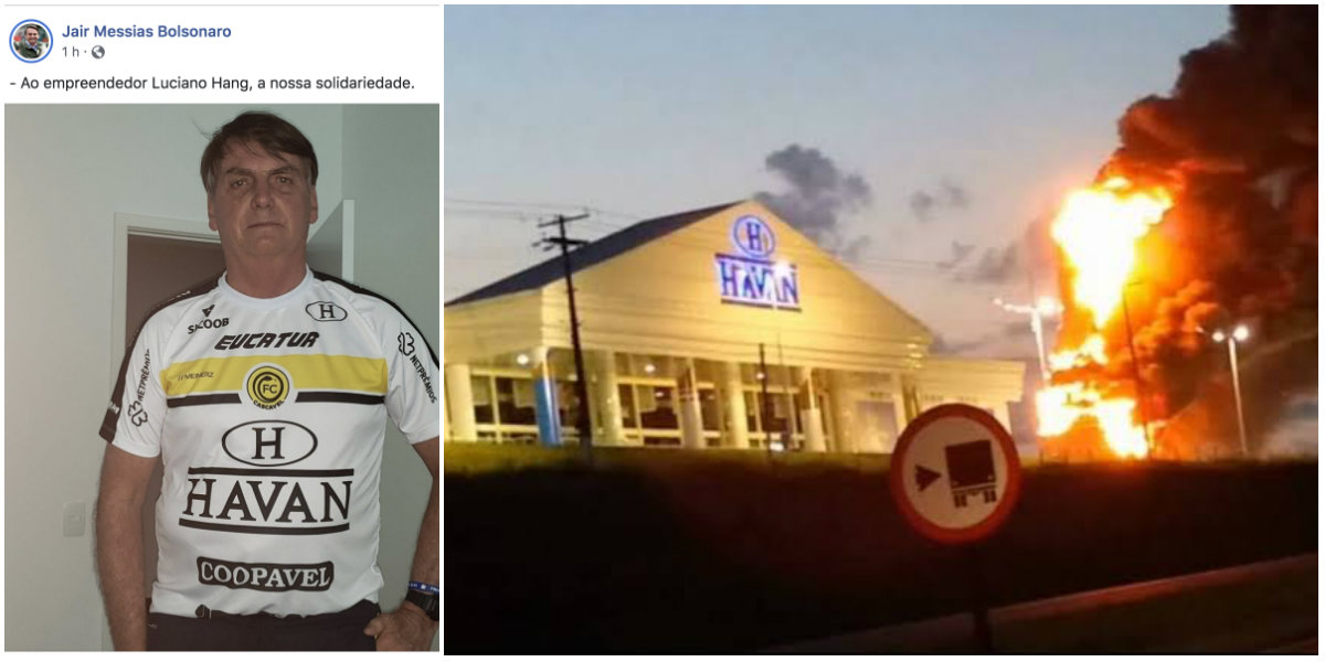 Bolsonaro presta homenagem à Havan após incêndio (Foto: Reprodução) Bolsonaro presta homenagem à Havan após incêndio