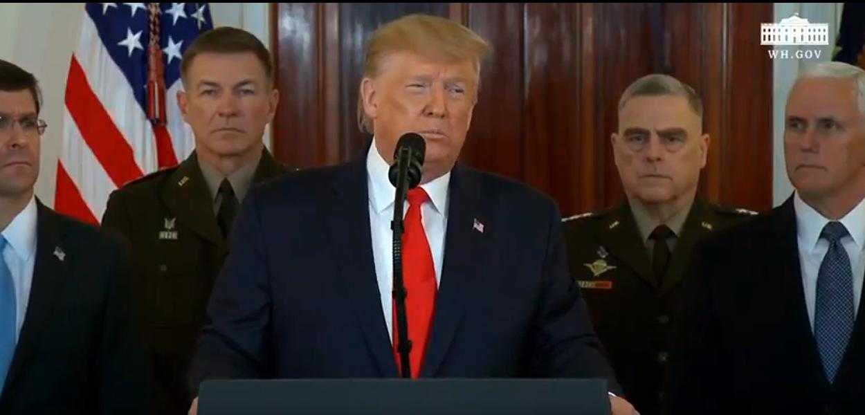 Donald Trump faz pronunciamento (Foto: Reprodução) Donald Trump faz pronunciamento