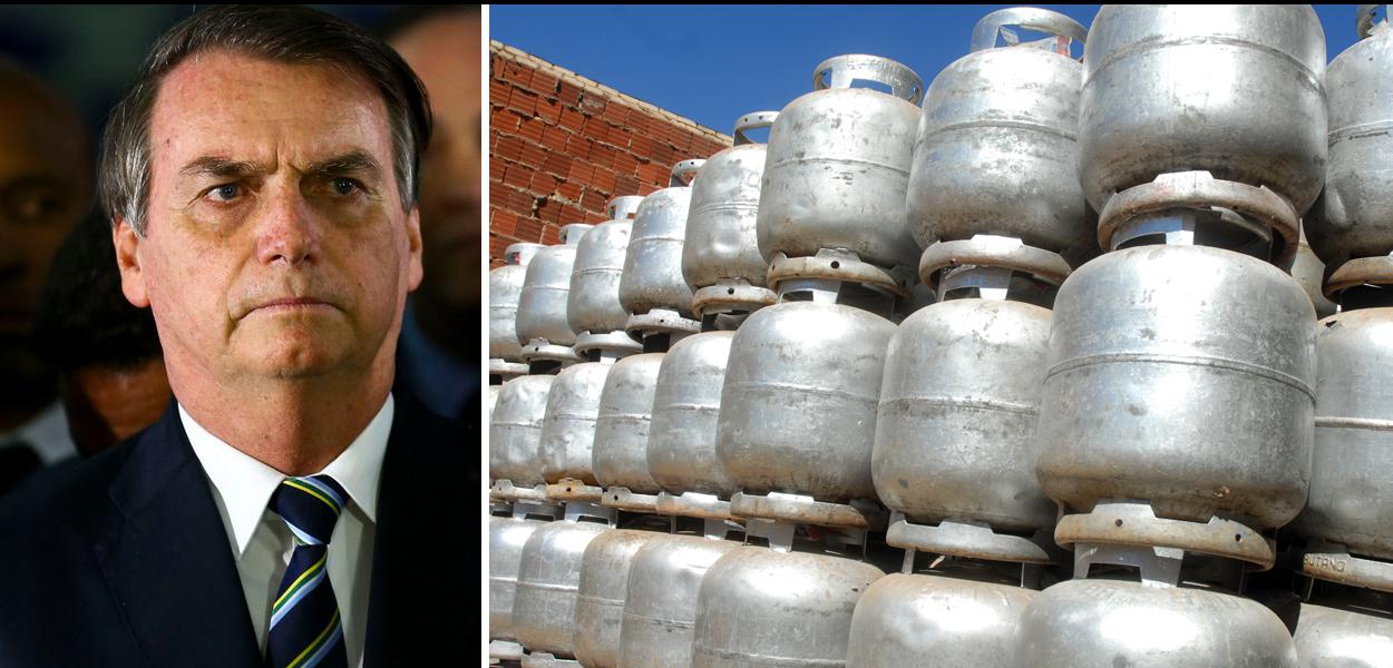Bolsonaro e botijões de gás (Foto: Agência Brasil - EBC) Bolsonaro e botijões de gás