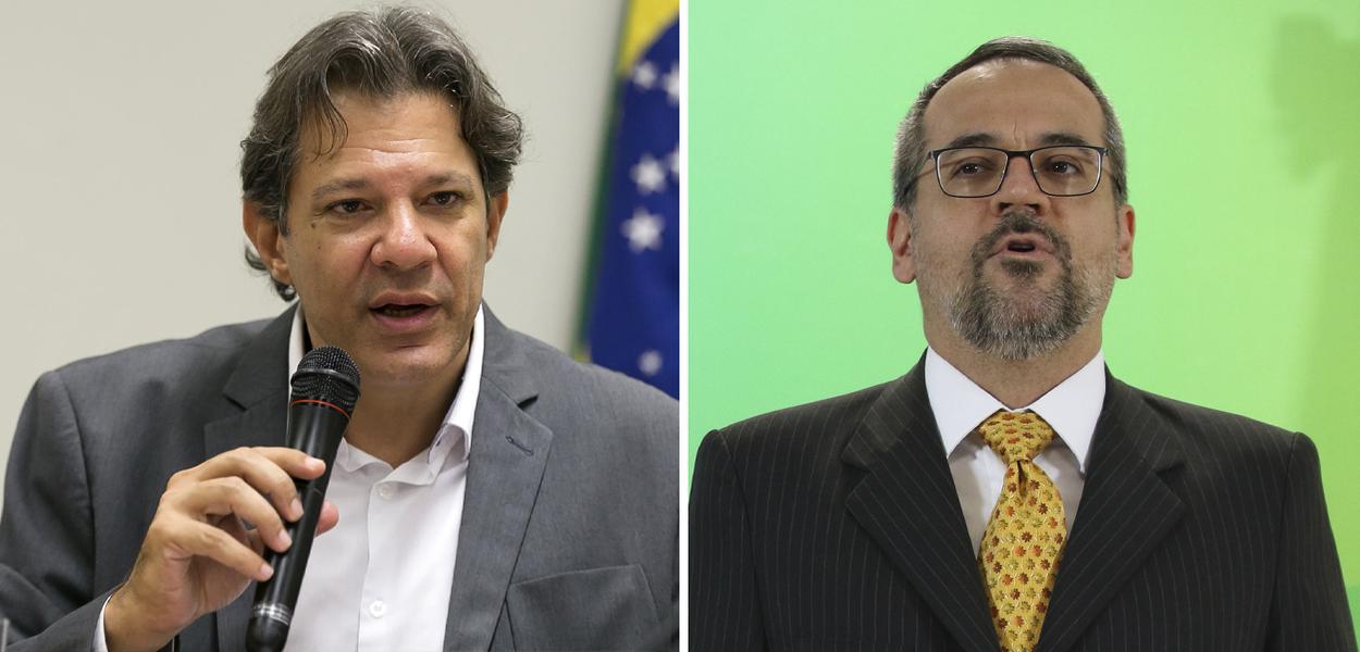 Fernando Haddad e Abraham Weintraub (Foto: GUSTAVO BEZERRA | Fabio Rodrigues Pozzebom/ABr) Fernando Haddad e Abraham Weintraub