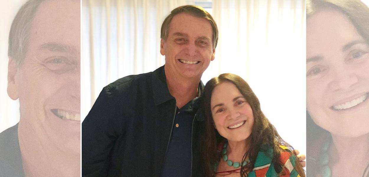 Jair Bolsonaro e Regina Duarte (Foto: Reprodução) Jair Bolsonaro e Regina Duarte