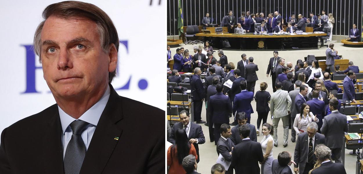 Jair Bolsonaro e plenário da Câmara dos Deputados (Foto: Alan Santos/PR | Luis Macedo/Câmara dos Deputados) Jair Bolsonaro e plenário da Câmara dos Deputados