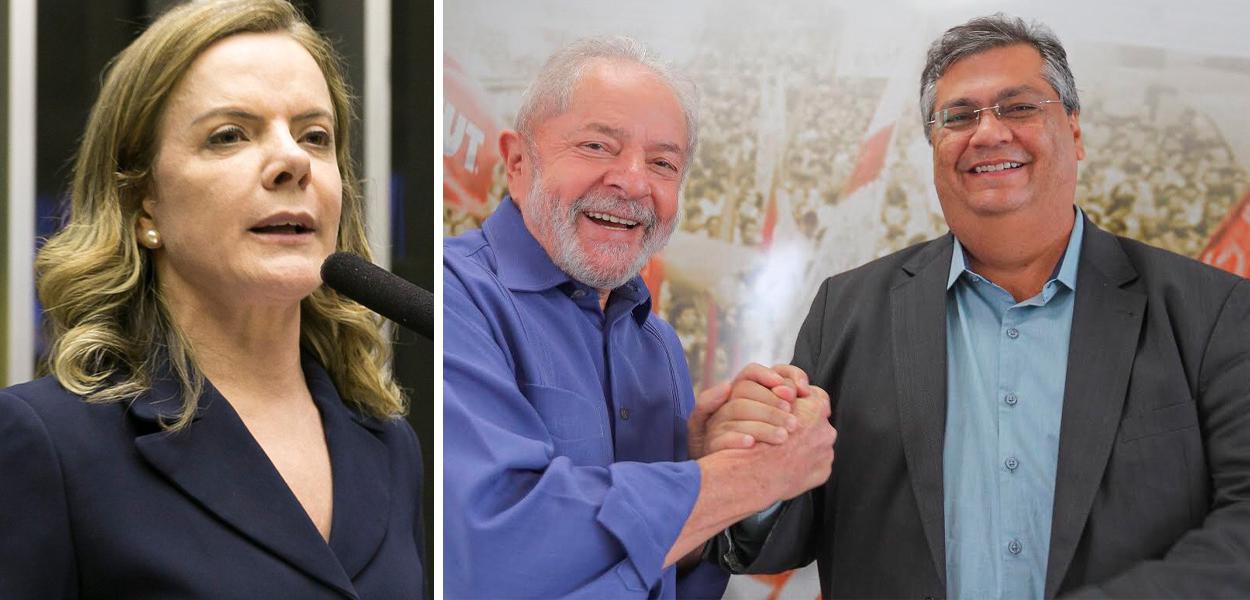 Gleisi Hoffmann, Lula e Flávio Dino (Foto: Lula Marques | Ricardo Stuckert) Gleisi Hoffmann, Lula e Flávio Dino