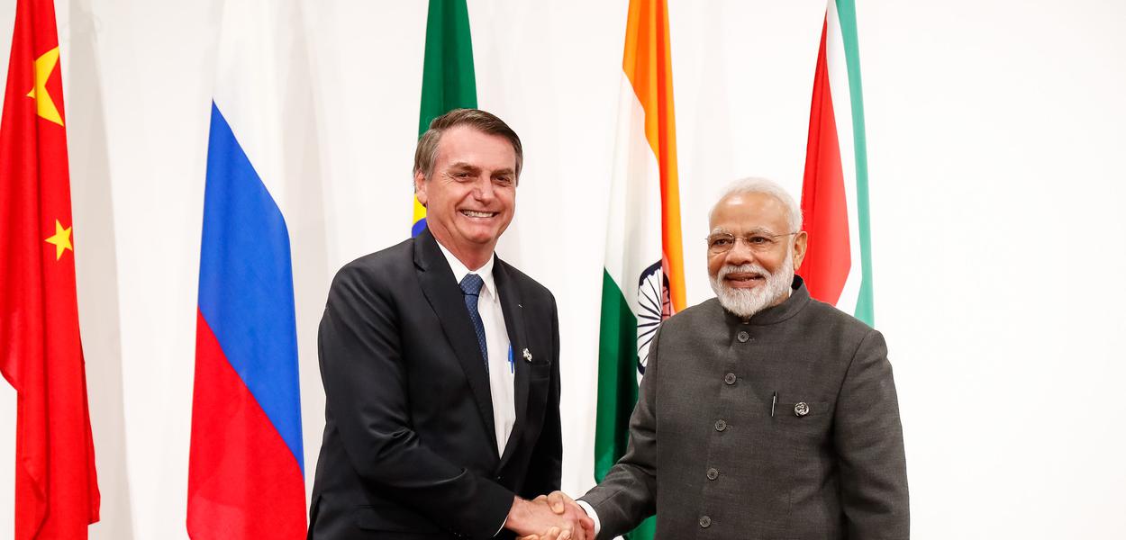 Bolsonaro, durante recepção ao Primeiro-Ministro da República da Índia, senhor Narenda Modi (Foto: Alan Santos/PR) Bolsonaro, durante recepção ao Primeiro-Ministro da República da Índia, senhor Narenda Modi