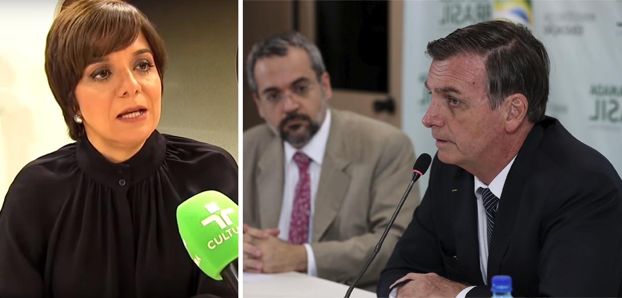 Vera Magalhães, Abraham Weintraub e Jair Bolsonaro (Foto: Reprodução | ABr) Vera Magalhães, Abraham Weintraub e Jair Bolsonaro