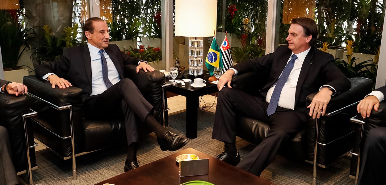 Jair Bolsonaro durante reunião com Paulo Skaf (Foto: Alan Santos/PR) Jair Bolsonaro durante reunião com Paulo Skaf