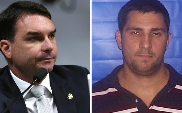 Flávio Bolsonaro e Adriano Mendonça da Nóbrega (Foto: Edilson Rodrigues/Agência Senado | Reprodução) Flávio Bolsonaro e Adriano Mendonça da Nóbrega