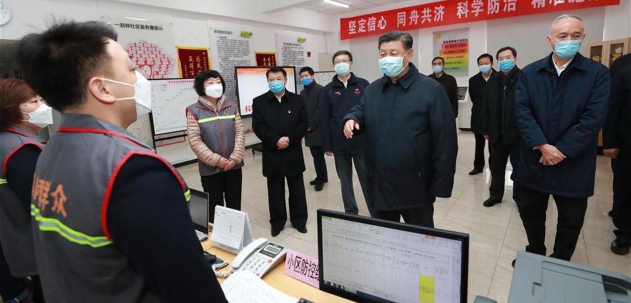 Em visita de inspeção, Xi diz que vai vencer a guerra popular contra o coronavírus (Foto: Xinhua) Em visita de inspeção, Xi diz que vai vencer a guerra popular contra o coronavírus
