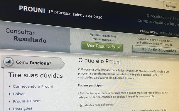 Site do ProUni (Foto: 247) Site do ProUni