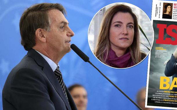 Bolsonaro, Patrícia Campos Mello e capa da Istoé (Foto: Marcos Corrêa/PR) Bolsonaro, Patrícia Campos Mello e capa da Istoé
