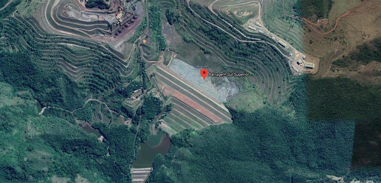 Barragem Sul Superior, na região de Barão de Cocais (Foto: Reprodução/Google Maps) Barragem Sul Superior, na região de Barão de Cocais
