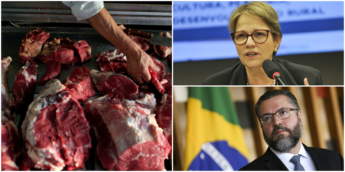 Carne brasileira, ministros Tereza Cristina e Ernesto Araújo (Foto: Reuters / Agência Brasil) Carne brasileira, ministros Tereza Cristina e Ernesto Araújo