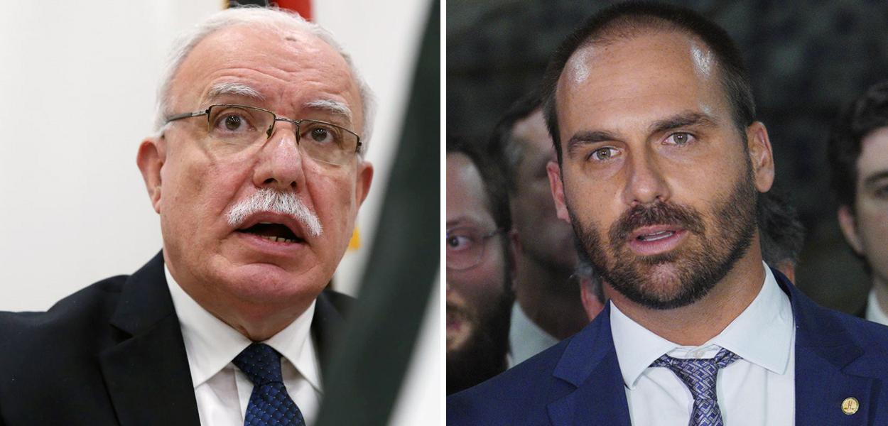 Riyad al-Maliki e Eduardo Bolsonaro (Foto: Reuters | Pablo Valadares/Câmara dos Deputados) Riyad al-Maliki e Eduardo Bolsonaro