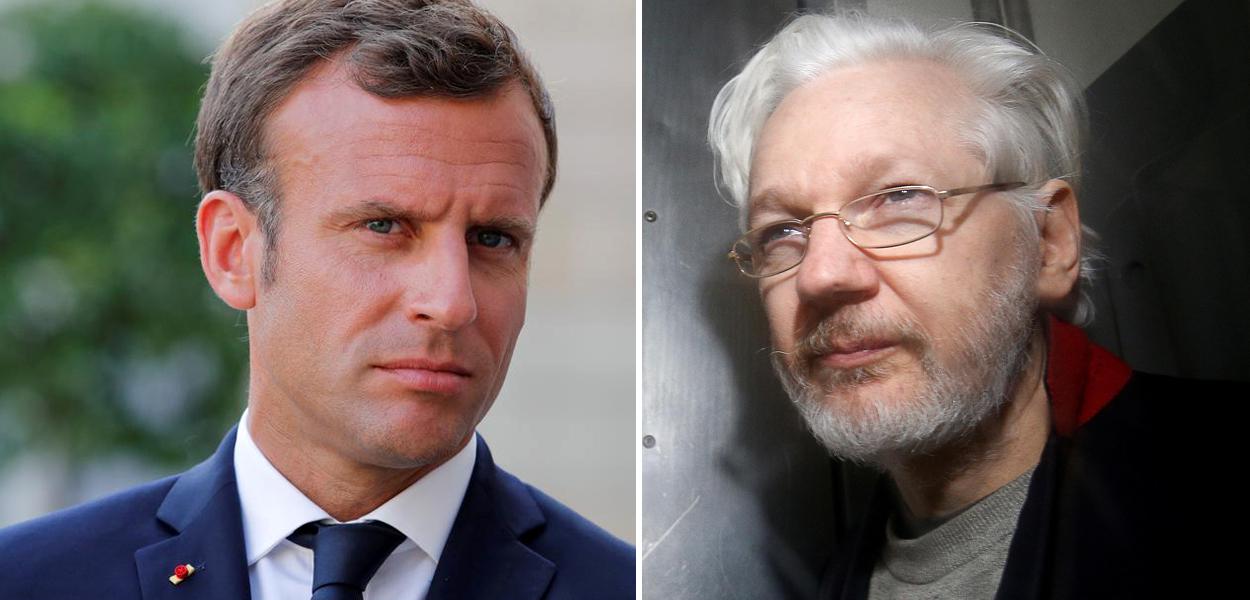 Emmanuel Macron e Julian Assange (Foto: Reuters) Emmanuel Macron e Julian Assange
