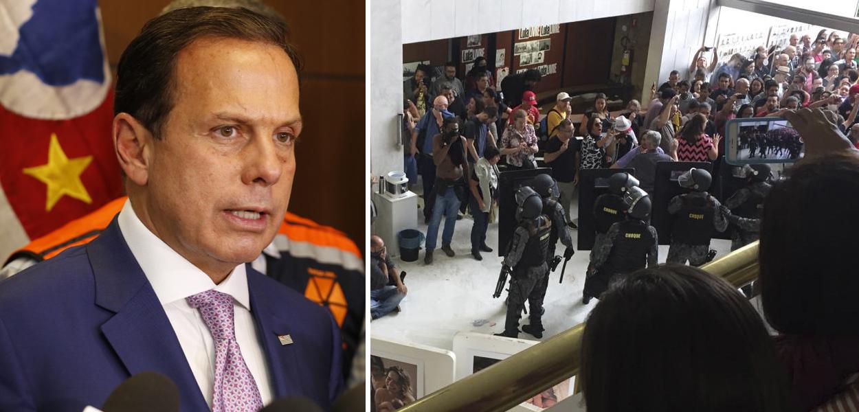João Doria; Polícia de Choque da PM na Assembléia Legislativa de São Paulo durante votação da Reforma da Previdência (Foto: GOV SP | PT/ALESP) João Doria; Polícia de Choque da PM na Assembléia Legislativa de São Paulo durante votação da Reforma da Previdência