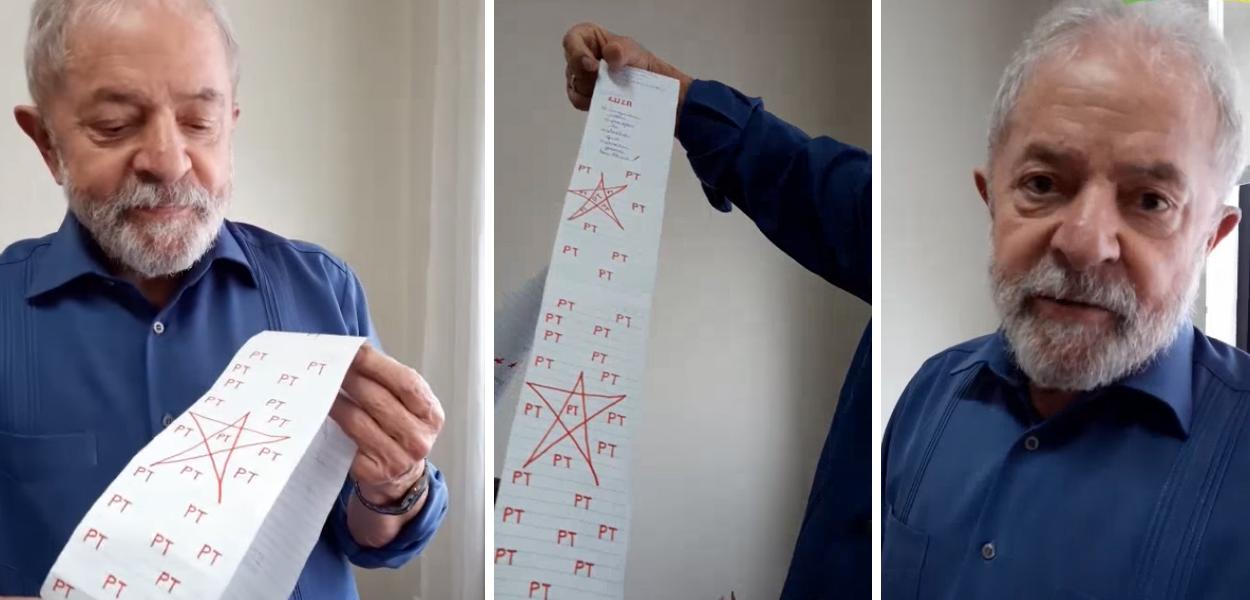 Lula recebe carta de 13 metros (Foto: Reprodução) Lula recebe carta de 13 metros