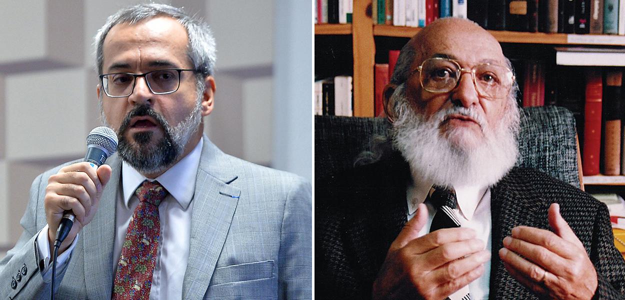 Abraham Weintraub e Paulo Freire (Foto: Lula Marques | Reprodução) Abraham Weintraub e Paulo Freire
