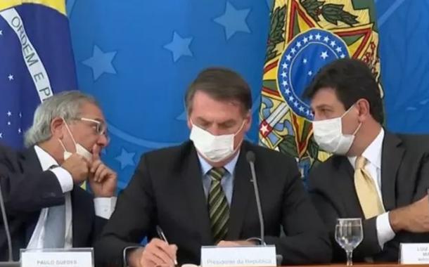 Paulo Guedes, Jair Bolsonaro e Luiz Henrique Mandetta (Foto: Reprodução) Paulo Guedes, Jair Bolsonaro e Luiz Henrique Mandetta