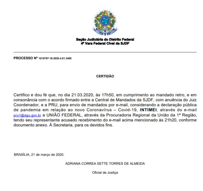 Certidão-intimação