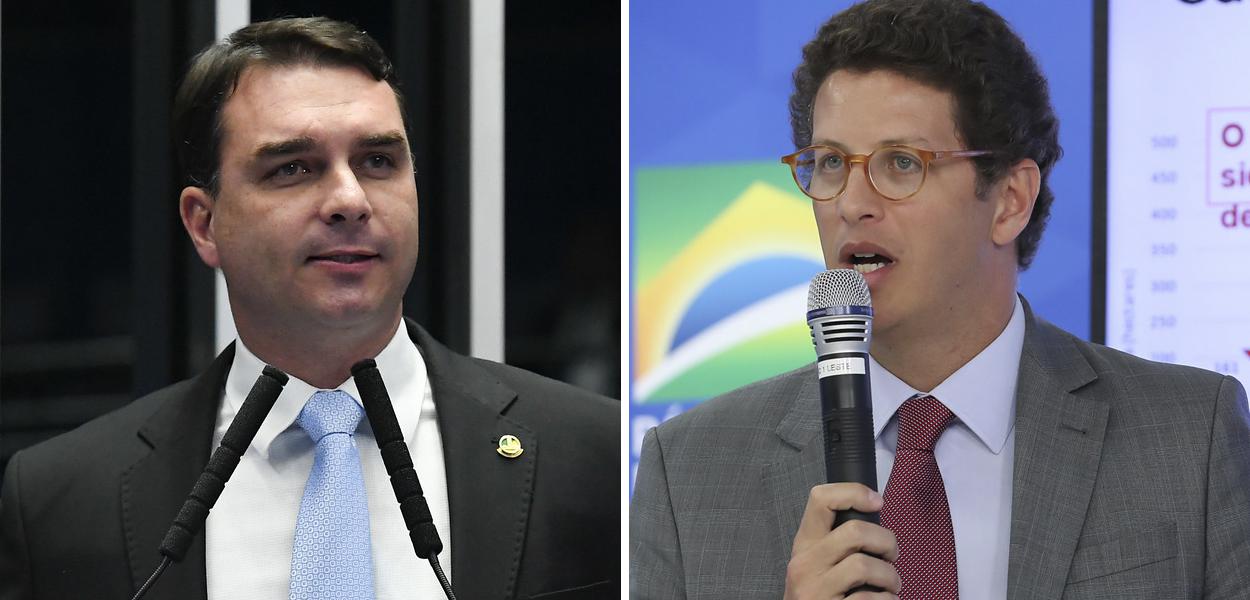 Flávio Bolsonaro e Ricardo Salles (Foto: Roque de Sá/Agência Senado | Marcos Corrêa/PR) Flávio Bolsonaro e Ricardo Salles