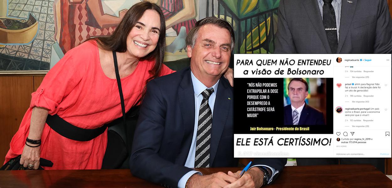 Regina Duarte e Jair Bolsonaro (Foto: Marcos Corrêa/PR) Regina Duarte e Jair Bolsonaro