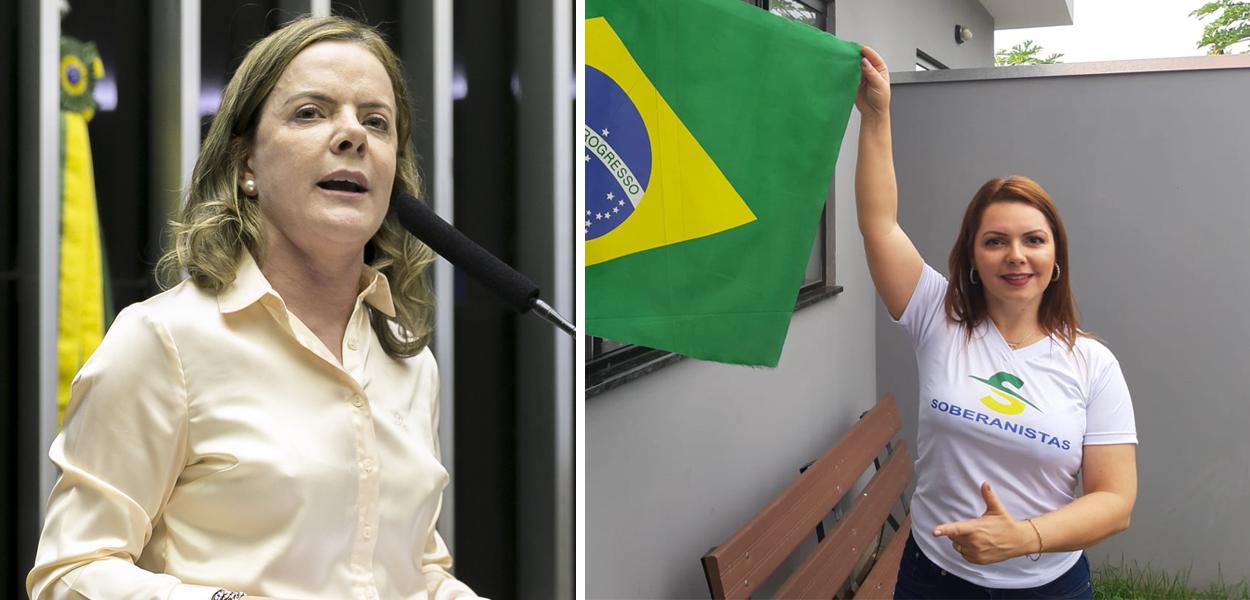 Gleisi Hoffmann e Valquíria Lopes, (Foto: Gustavo Bezerra | Reprodução/Twitter) Gleisi Hoffmann e Valquíria Lopes,