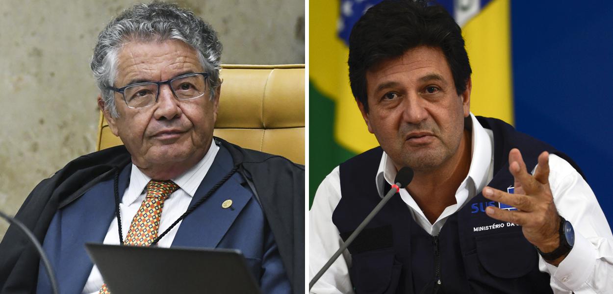 Ministro Marco Aurélio e ministro da Saúde, Luiz Henrique Mandetta (Foto: Carlos Moura/SCO/STF | Marcello Casal Jr/Agência Brasil) Ministro Marco Aurélio e ministro da Saúde, Luiz Henrique Mandetta