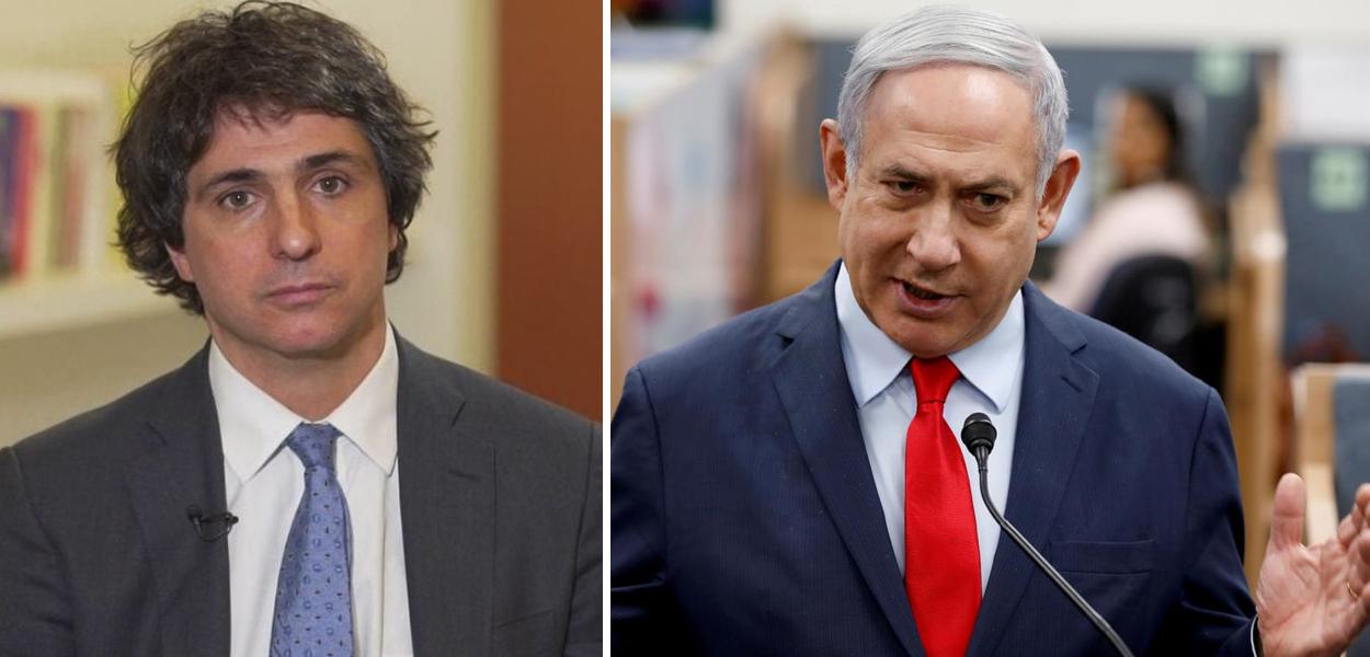 Guga Chacra e Netanyahu (Foto: Reprodução | Reuters) Guga Chacra e Netanyahu