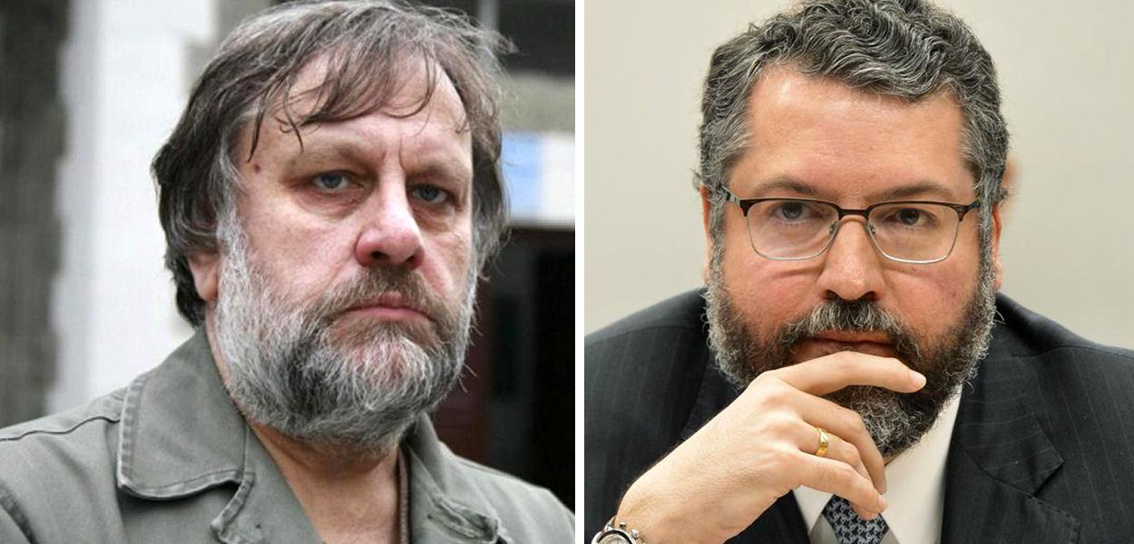 Filósofo Slavoj Zizek e Ernesto Araújo (Foto: Reprodução | Agência Brasil) Filósofo Slavoj Zizek e Ernesto Araújo